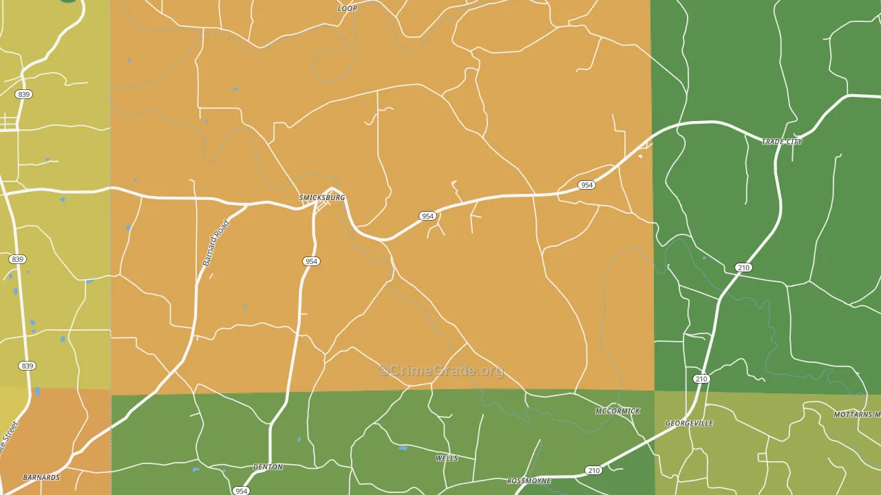 Smicksburg, PA Map of Theft Rates
