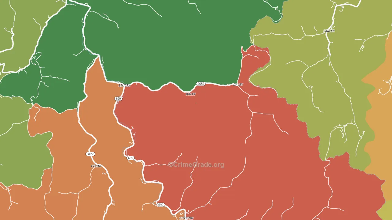 Smilax, KY Map of Theft Rates