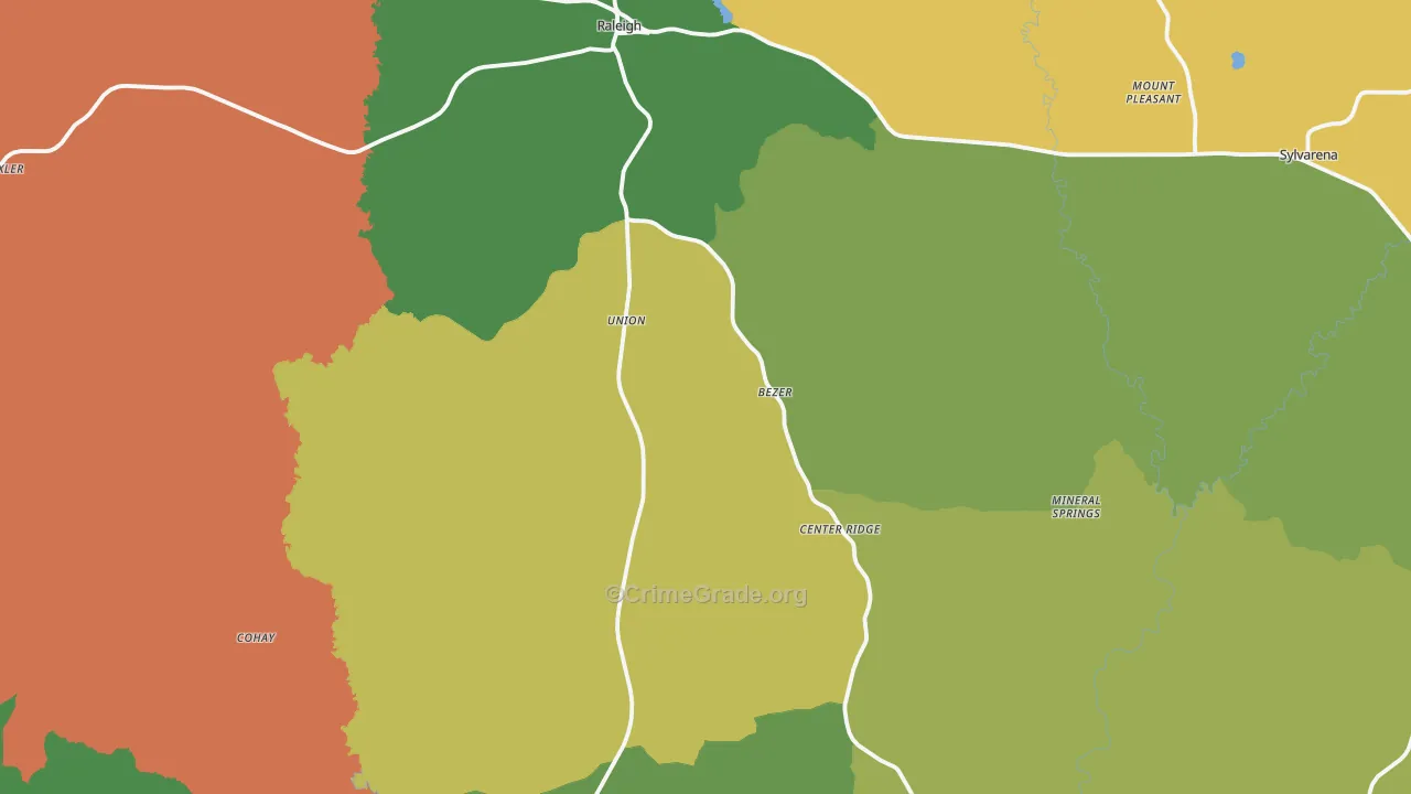Smith County, MS Map of Theft Rates