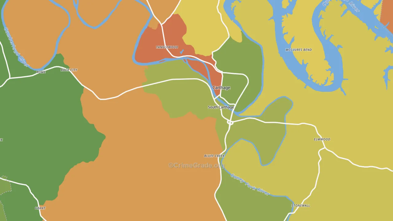 Smith County, TN Map of Theft Rates