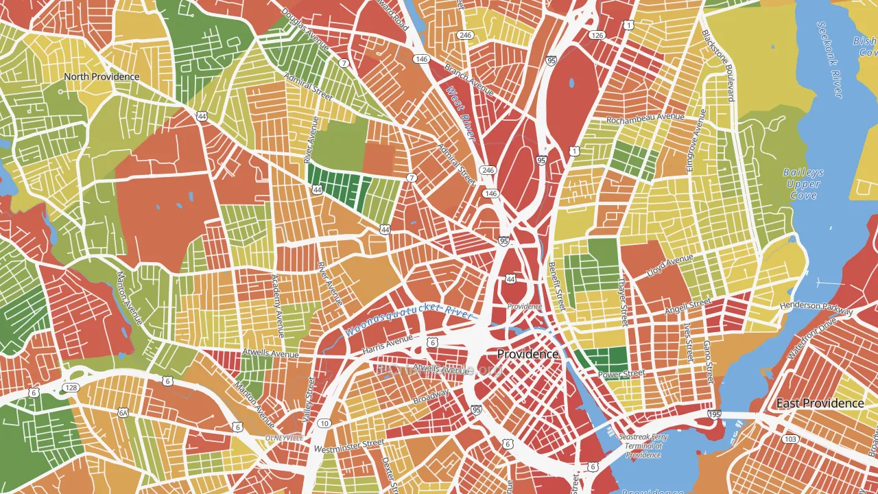 Smith Hill, Providence, RI Map of Theft Rates