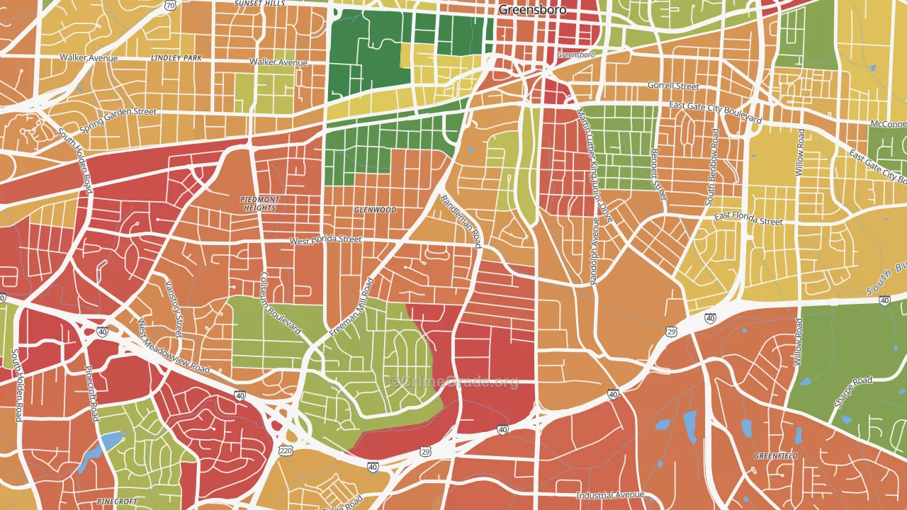 Smith Homes, Greensboro, NC Map of Theft Rates