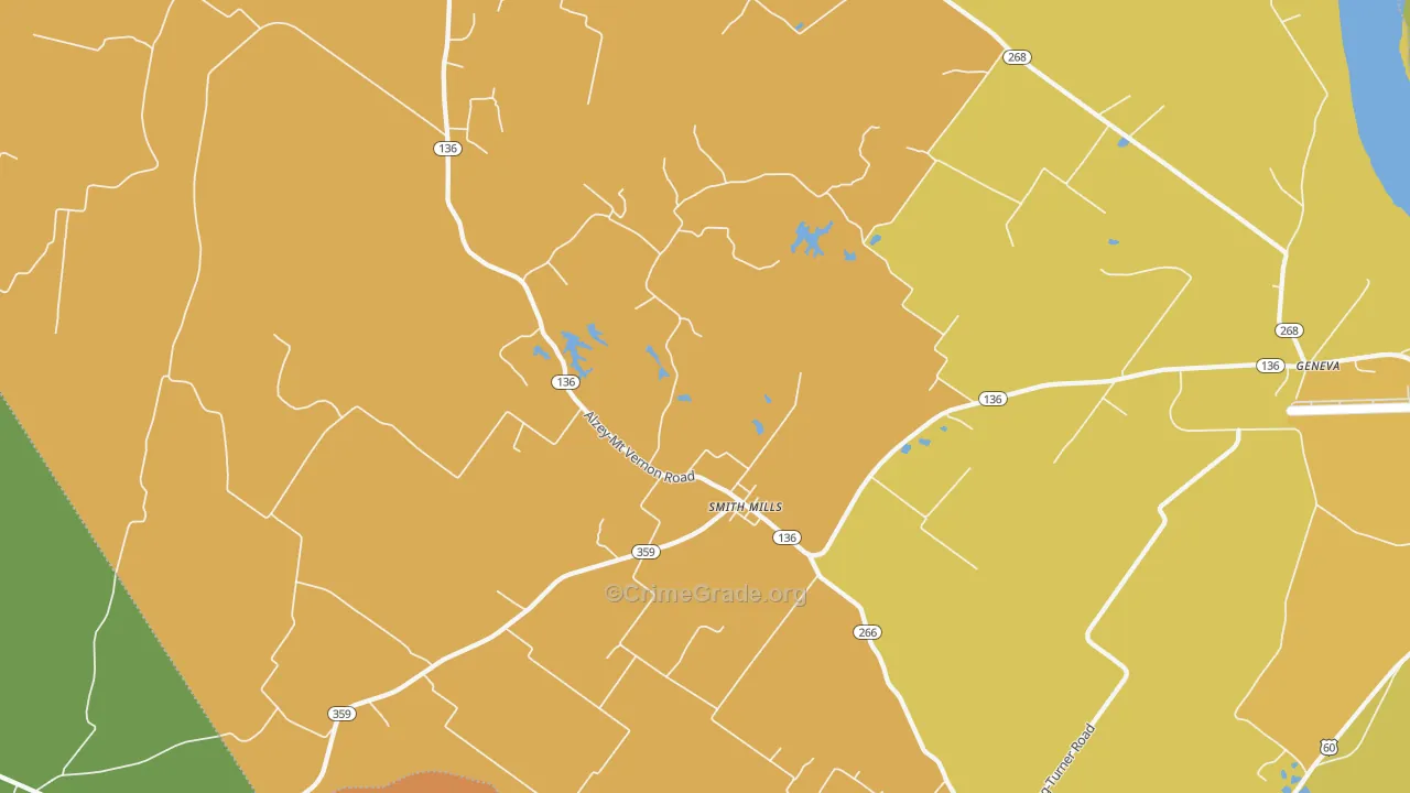 Smith Mills, KY Map of Theft Rates