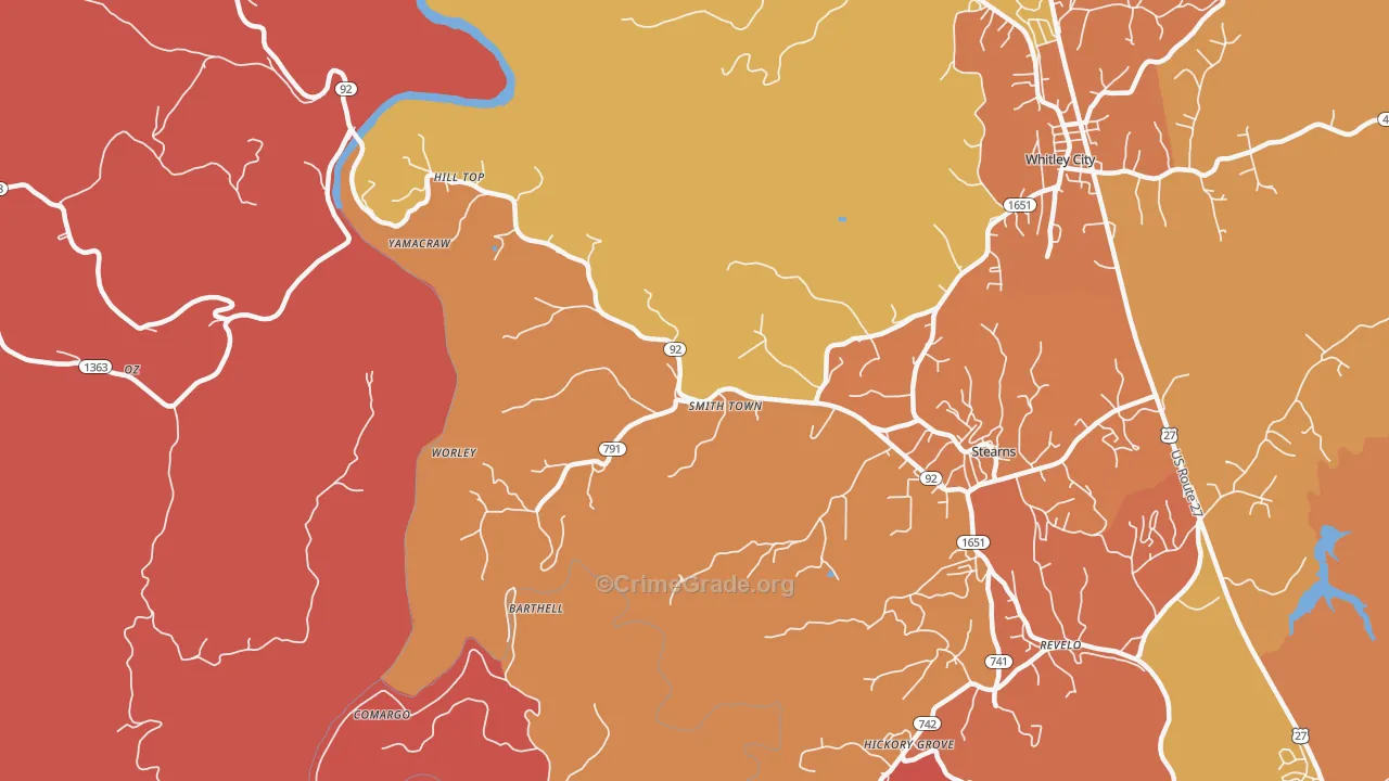 Smith Town, KY Map of Theft Rates