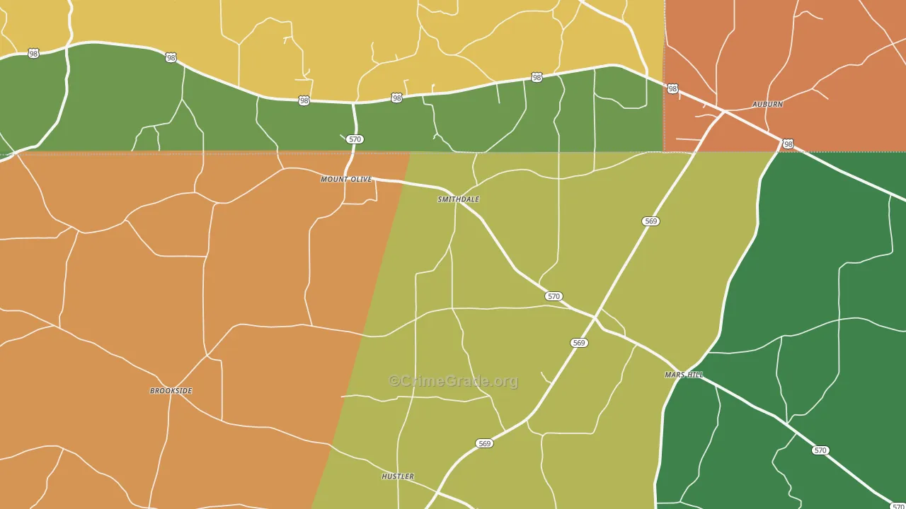 Smithdale, MS Map of Theft Rates