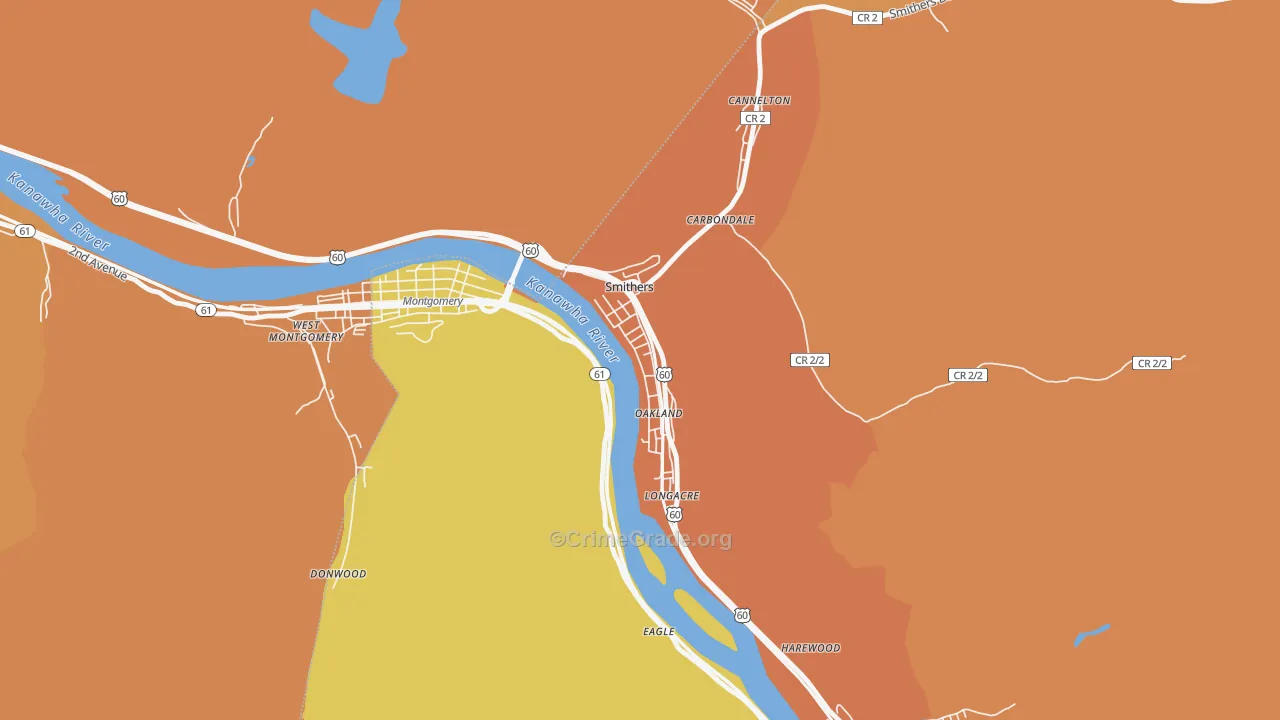 Smithers, WV Map of Theft Rates