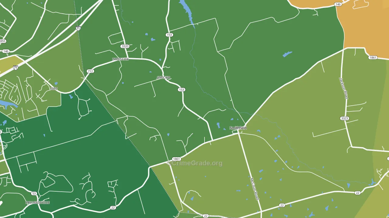 Smithfield, KY Map of Theft Rates