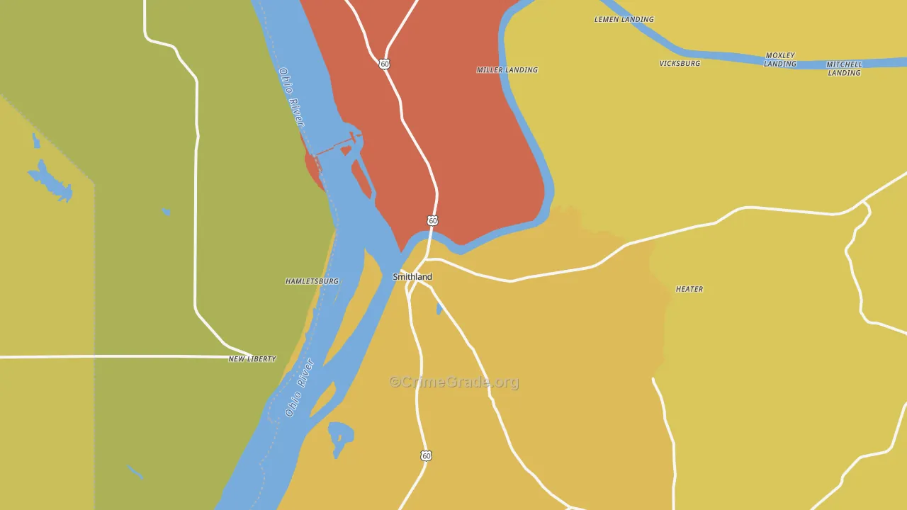 Smithland, KY Map of Theft Rates