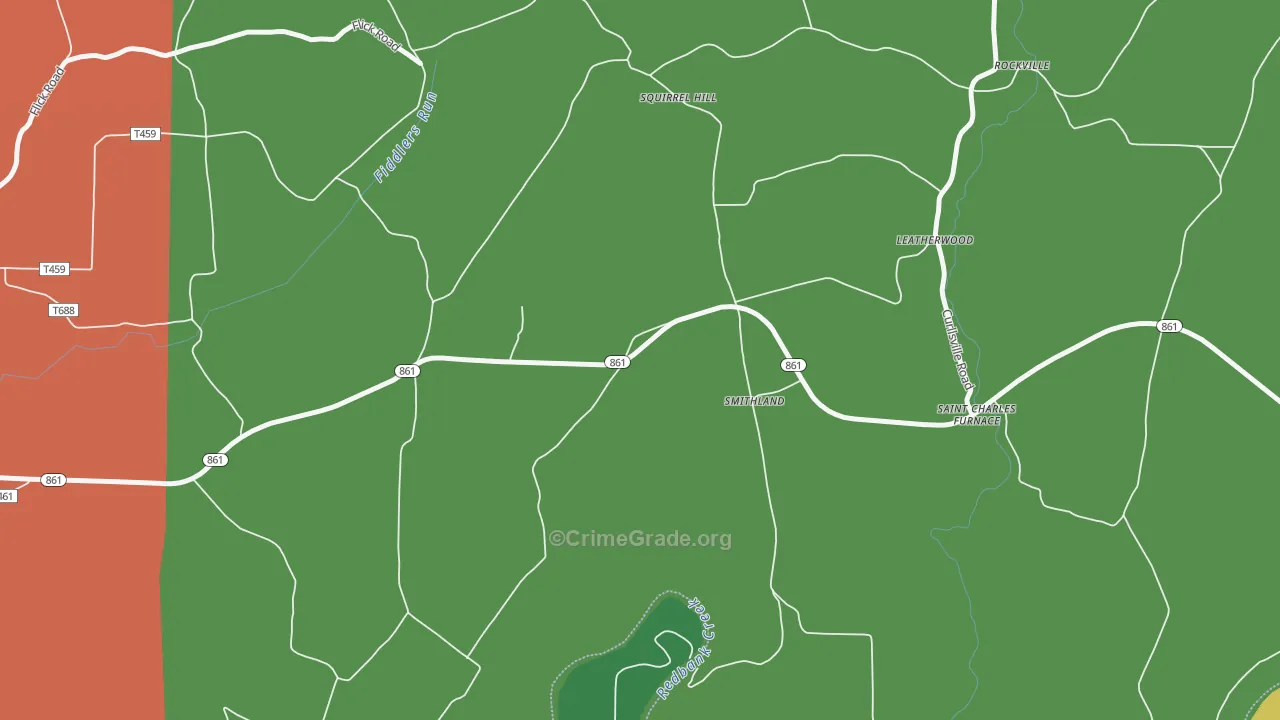 Smithland, PA Map of Theft Rates