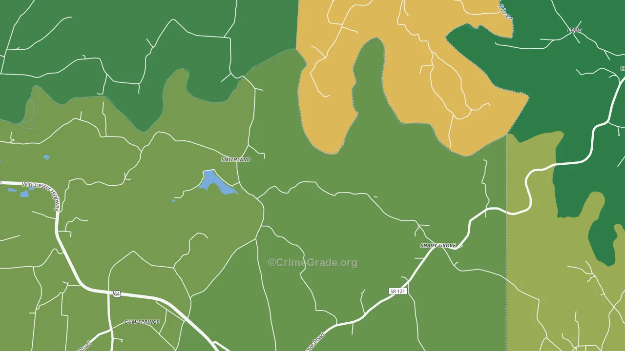Smithland, TN Map of Theft Rates