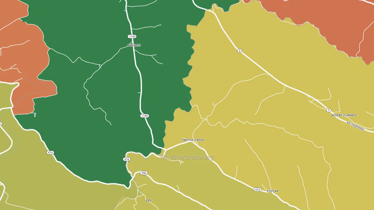 Smiths Creek, KY Map of Theft Rates