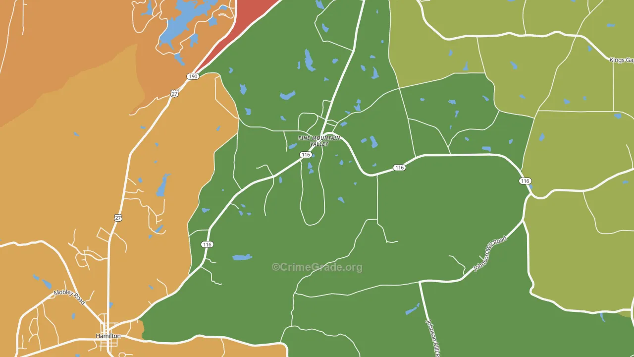 Smiths Crossroads, GA Map of Theft Rates