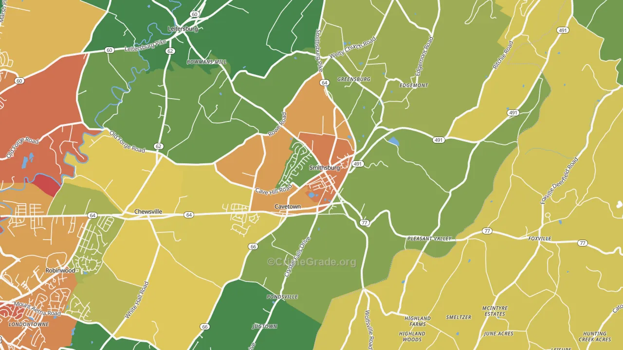 Smithsburg, MD Map of Theft Rates