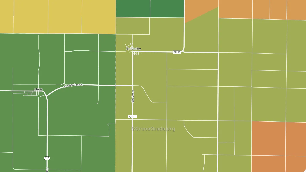 Smithshire, IL Map of Theft Rates