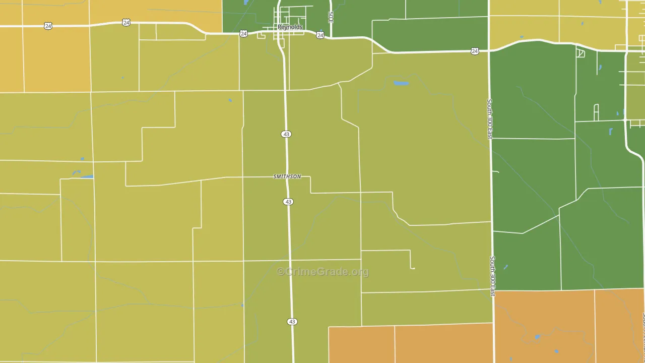 Smithson, IN Map of Theft Rates