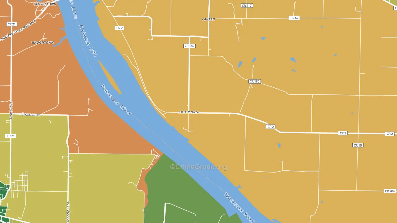 Smithsonia, AL Map of Theft Rates