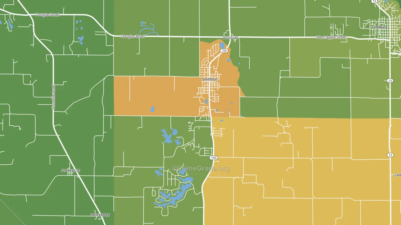 Smithton, IL Map of Theft Rates