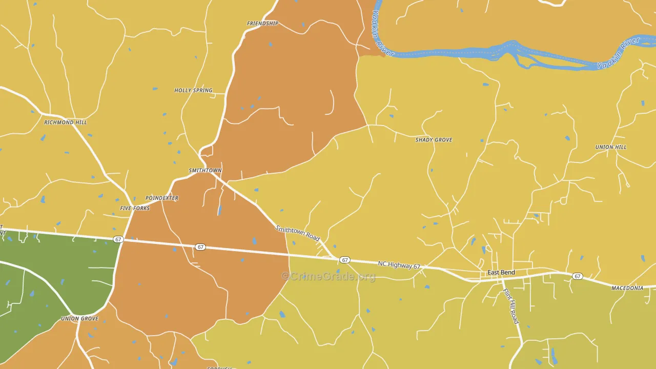 Smithtown, NC Map of Theft Rates