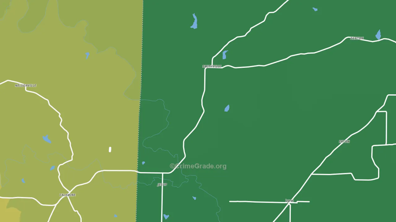 Smithville, AR Map of Theft Rates