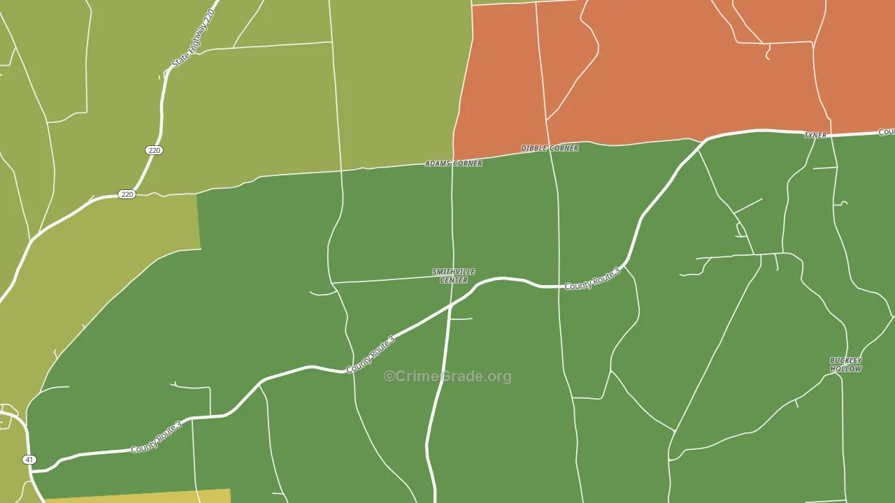 Smithville Center, NY Map of Theft Rates