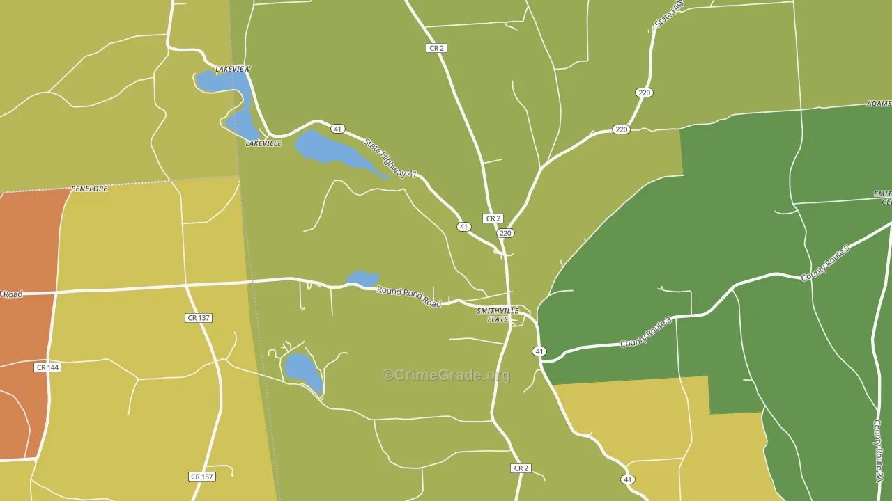 Smithville Flats, NY Map of Theft Rates