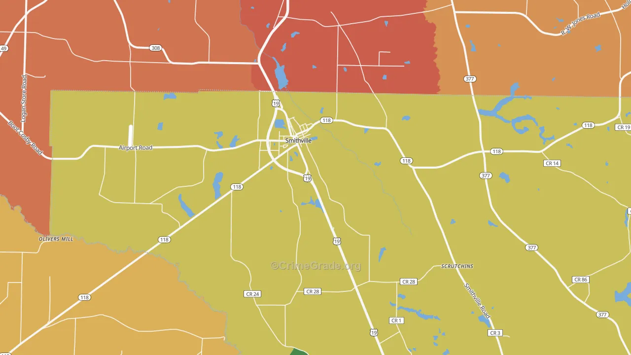 Smithville, GA Map of Theft Rates