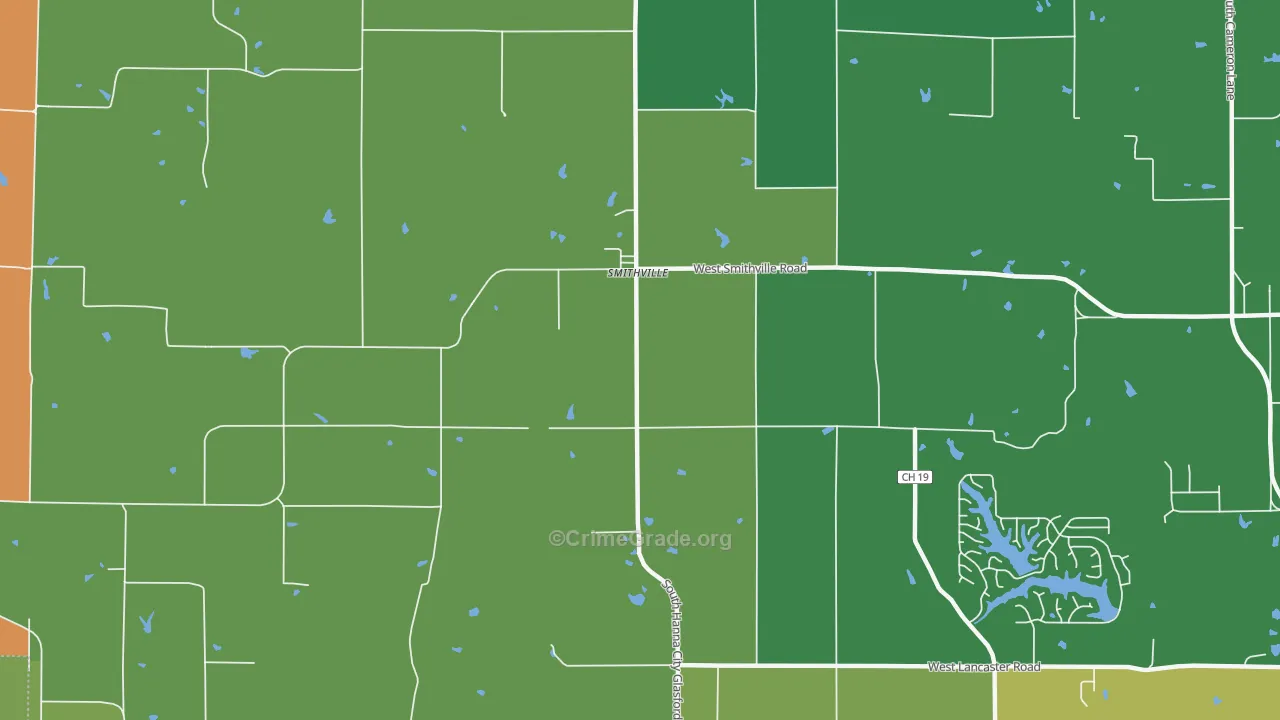 Smithville, IL Map of Theft Rates