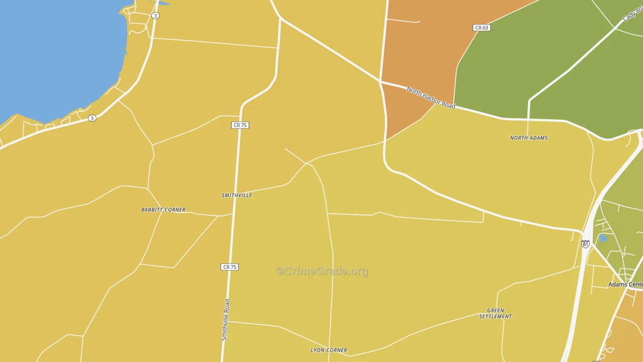 Smithville, NY Map of Theft Rates