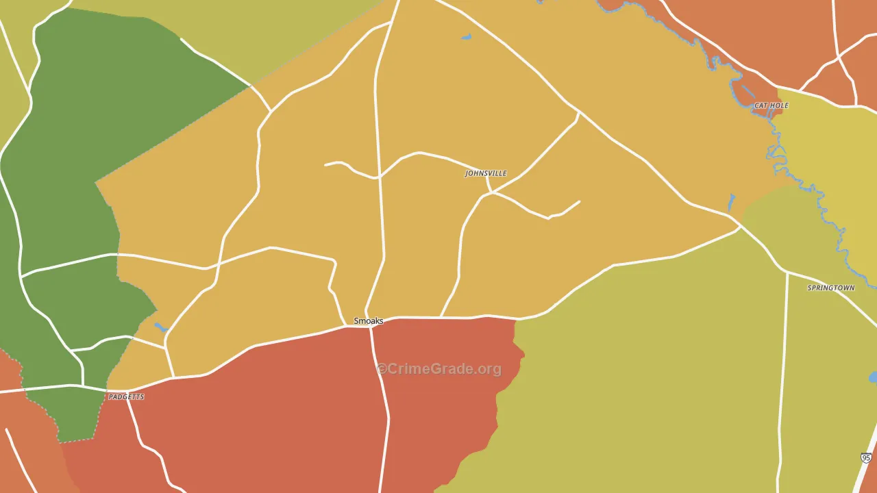Smoaks, SC Map of Theft Rates