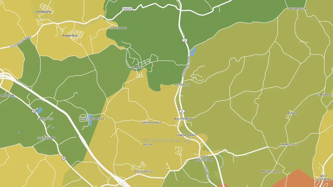 Smock, PA Map of Theft Rates
