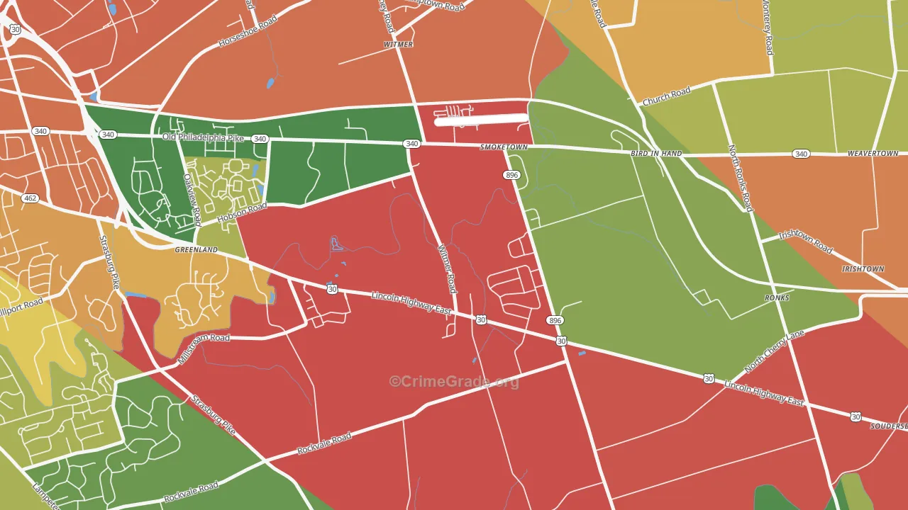 Smoketown, PA Map of Theft Rates