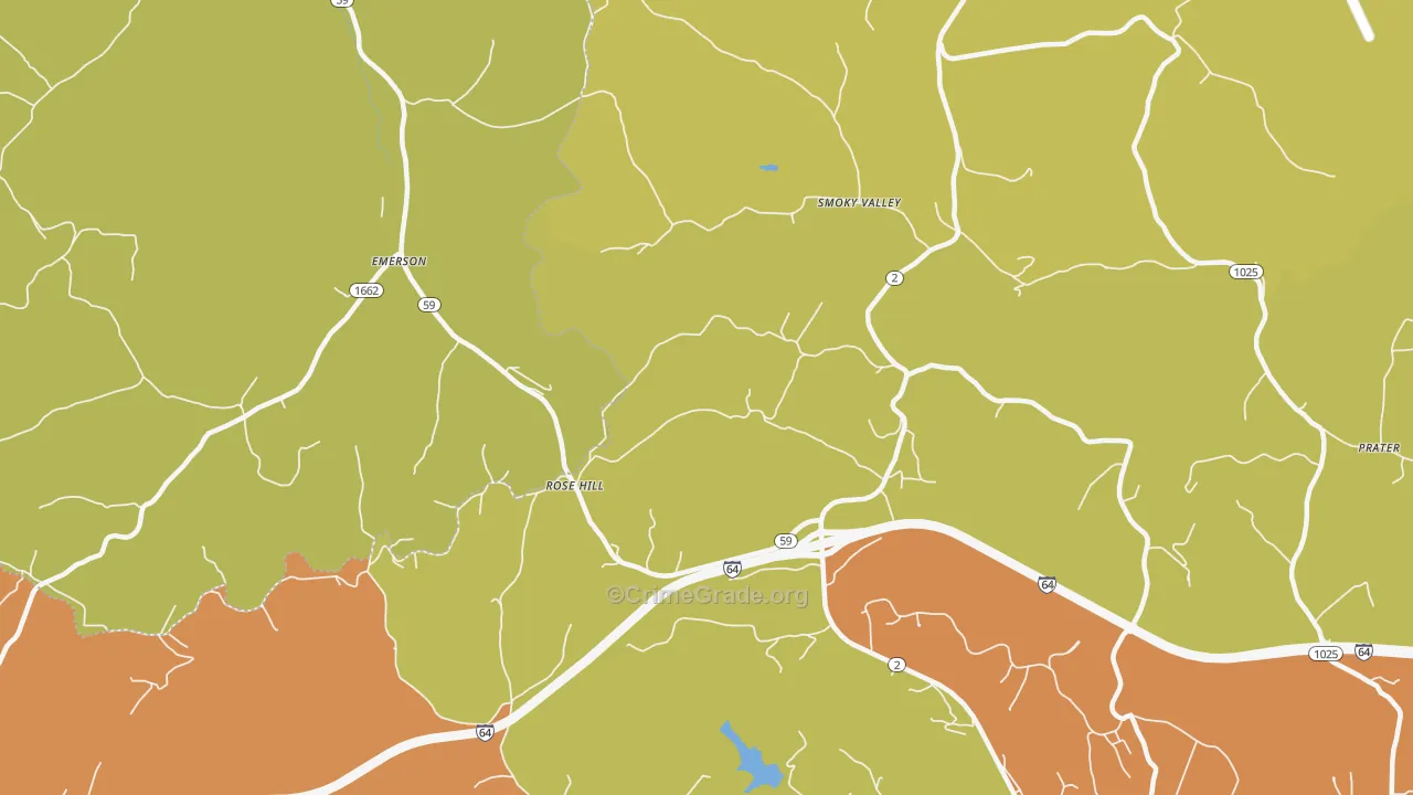 Smoky Valley, KY Map of Theft Rates