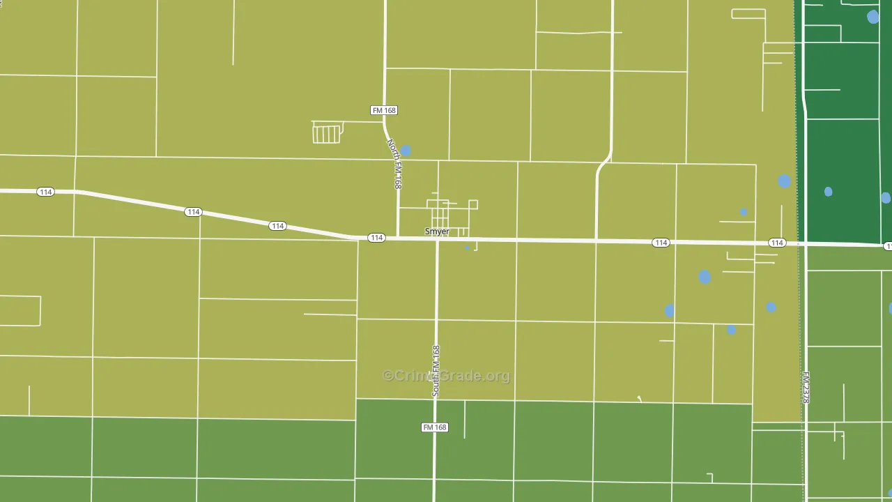 Smyer, TX Map of Theft Rates