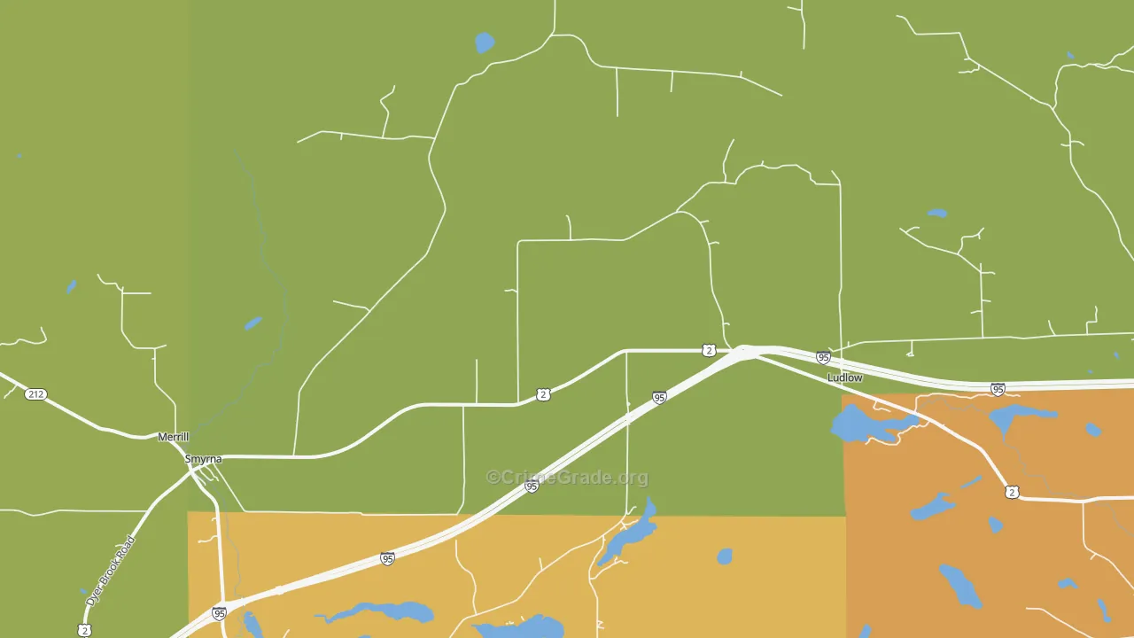 Smyrna Center, ME Map of Theft Rates