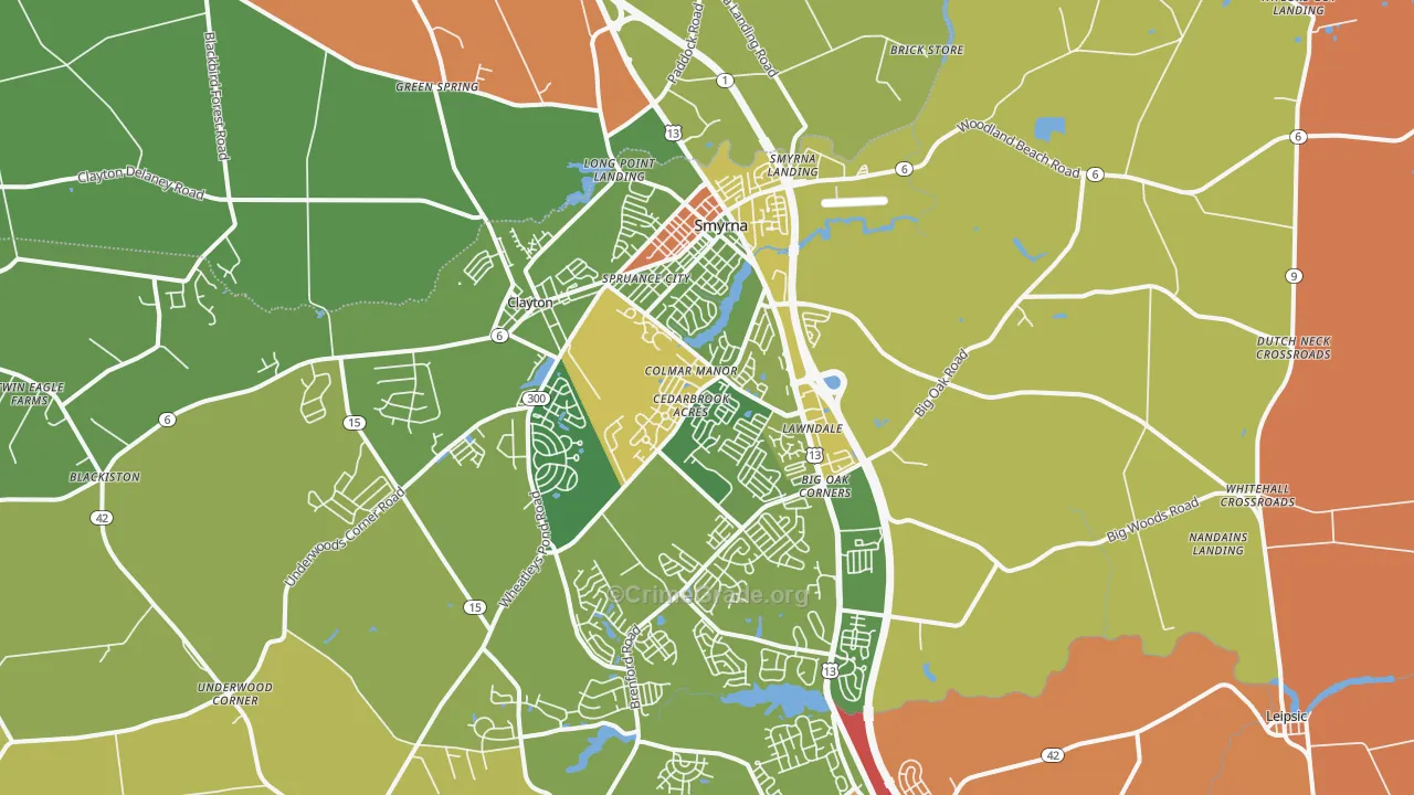 Smyrna, DE Map of Theft Rates
