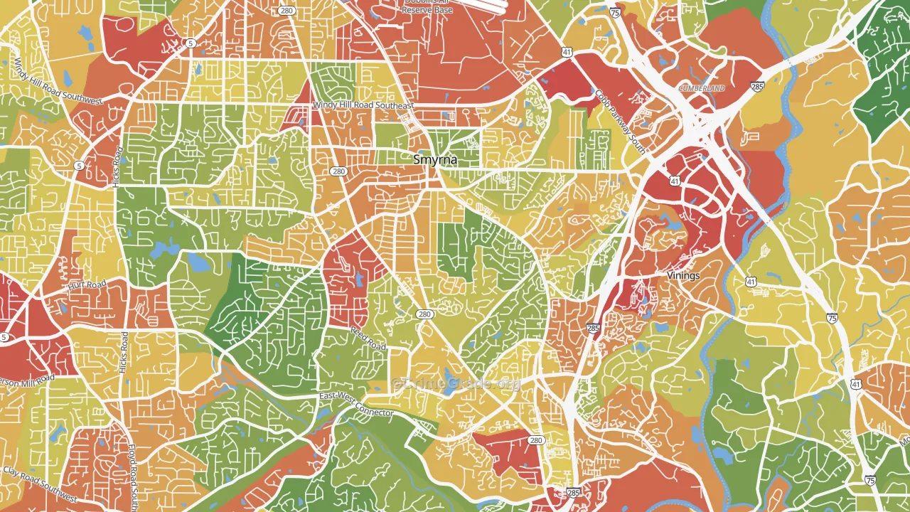 Smyrna, GA Map of Theft Rates