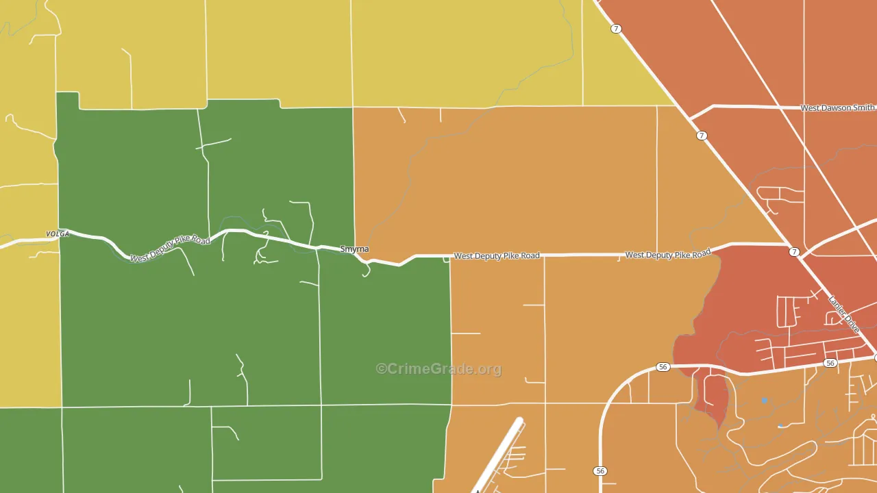 Smyrna, IN Map of Theft Rates