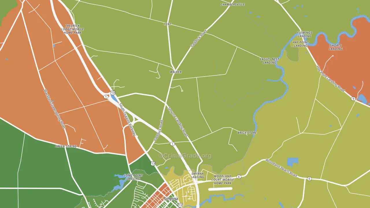 Smyrna Landing, DE Map of Theft Rates