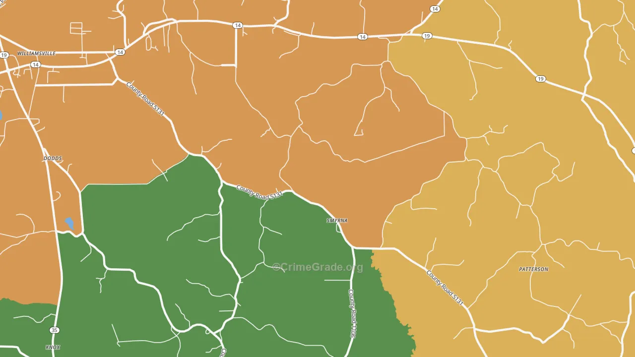 Smyrna, MS Map of Theft Rates