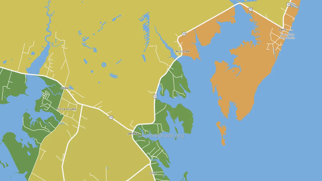 Smyrna, NC Map of Theft Rates