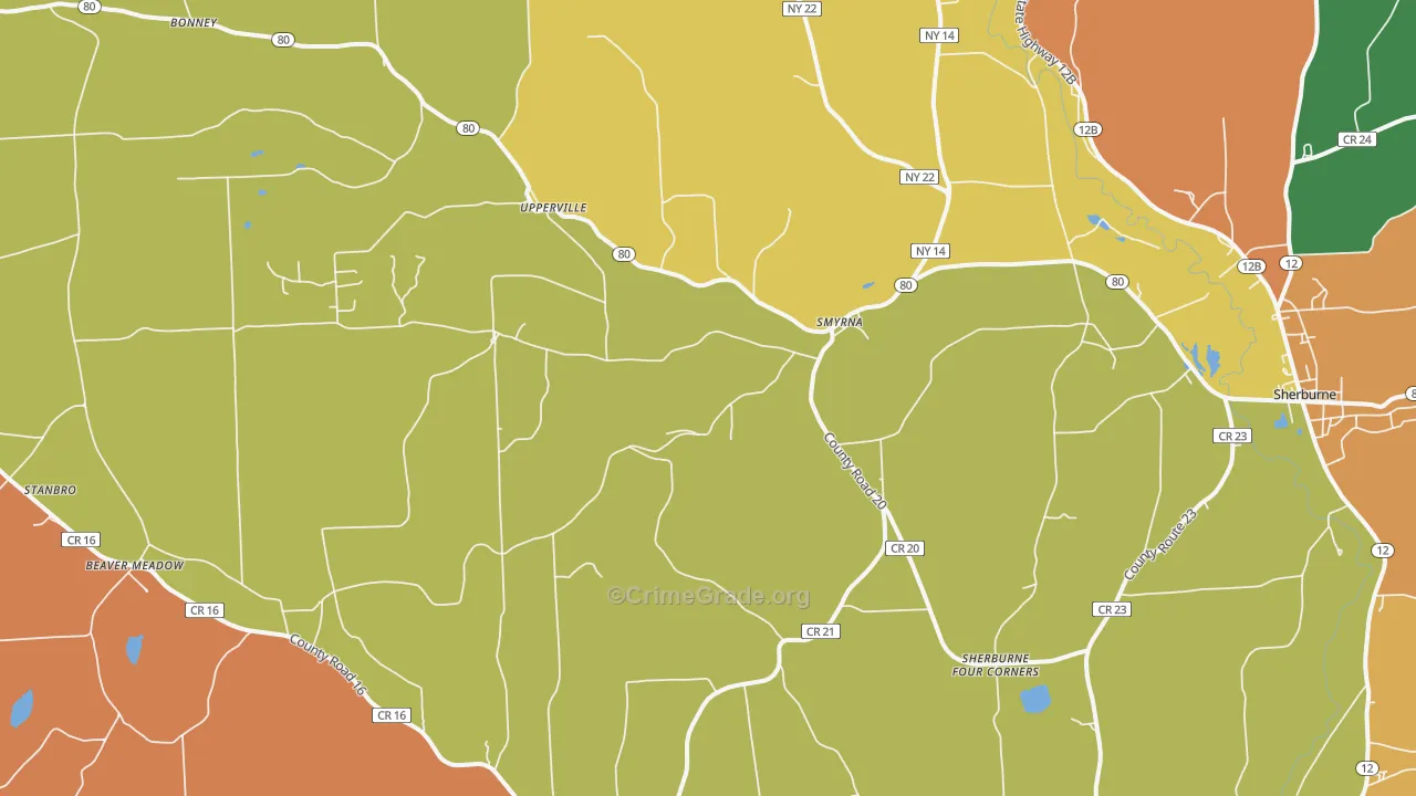 Smyrna, NY Map of Theft Rates