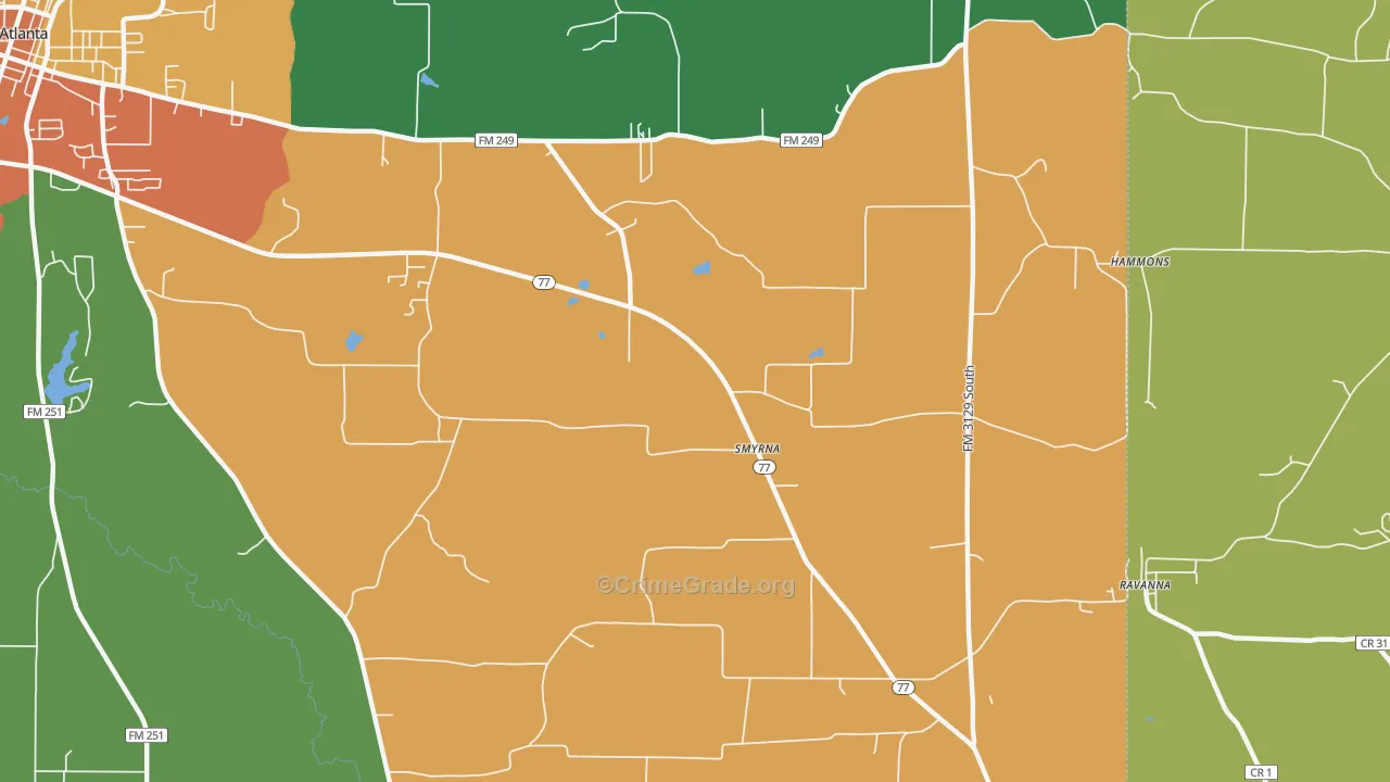 Smyrna, TX Map of Theft Rates