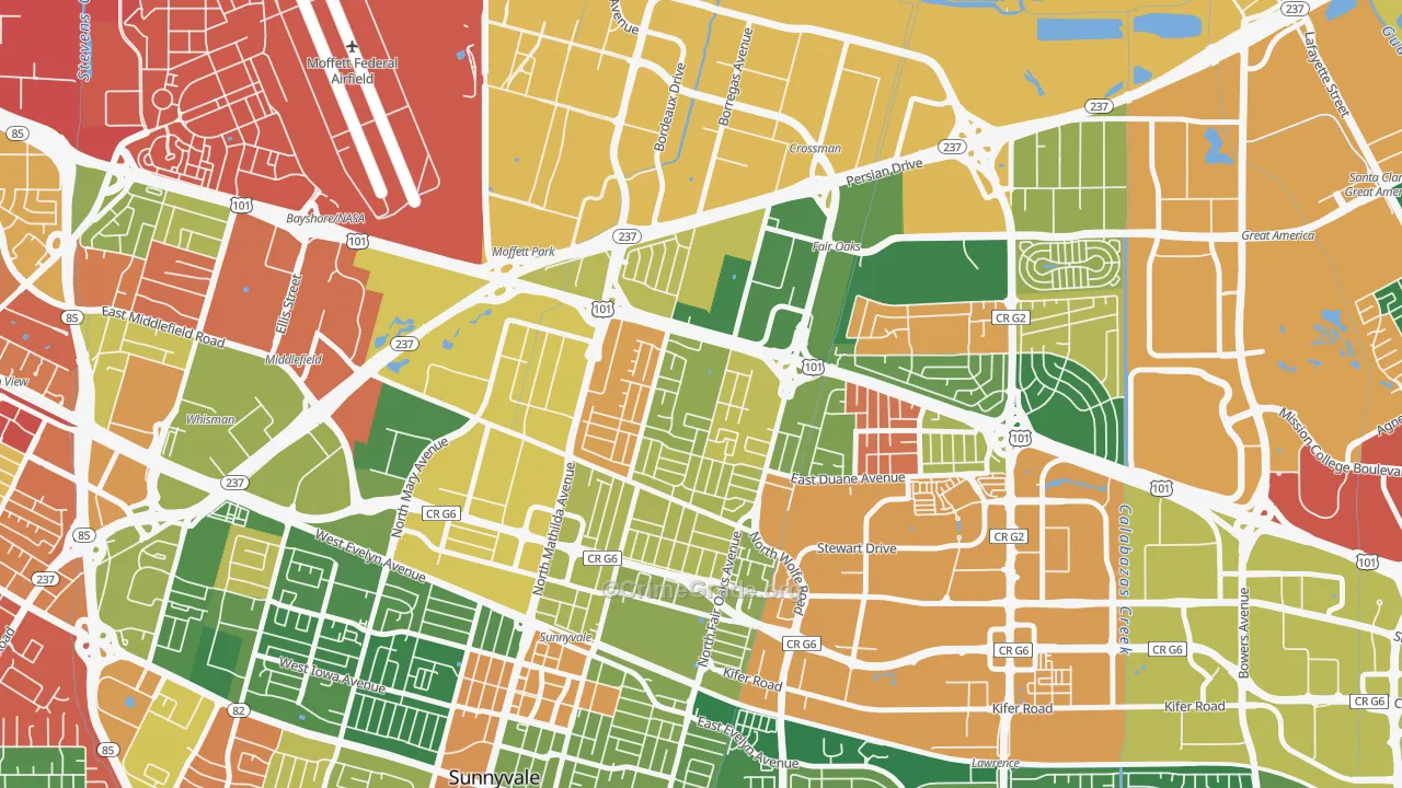 Snail, Sunnyvale, CA Map of Theft Rates