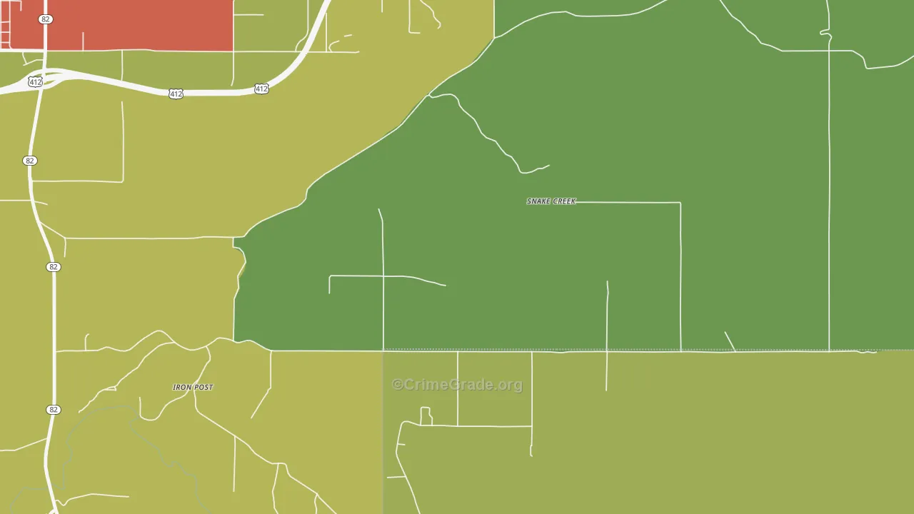 Snake Creek, OK Map of Theft Rates