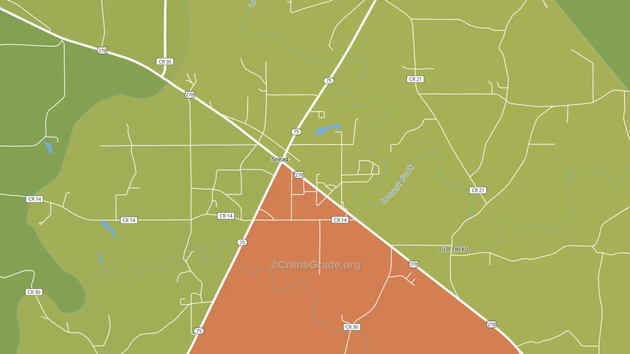 Snead, AL Map of Theft Rates