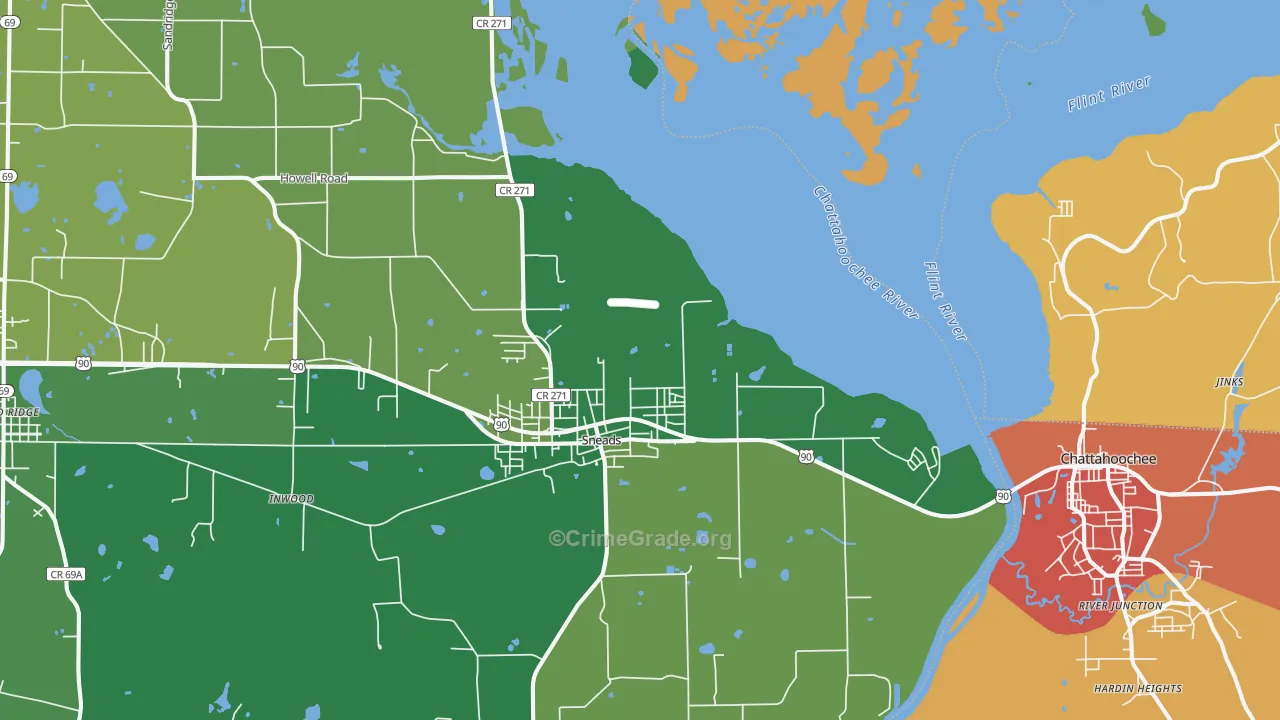 Sneads, FL Map of Theft Rates