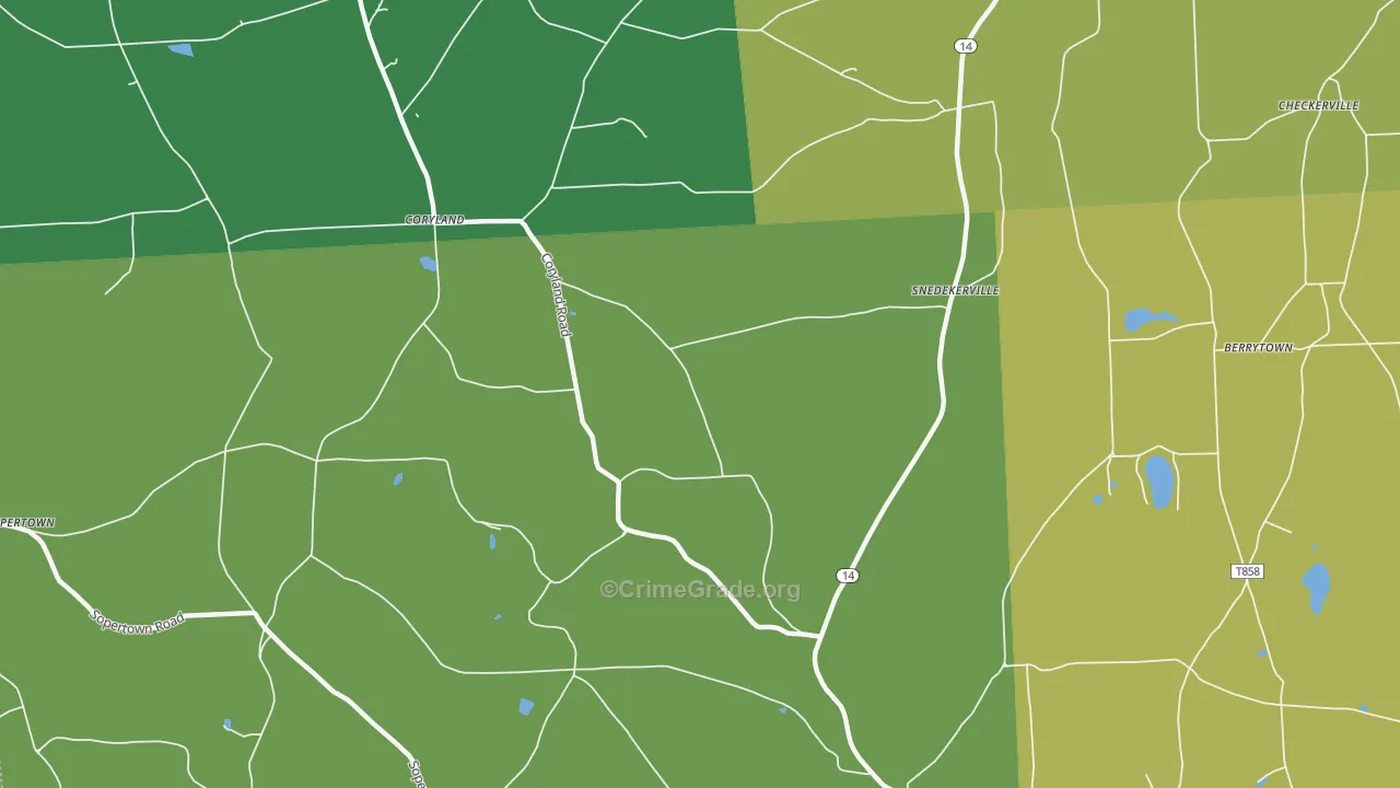 Snedekerville, PA Map of Theft Rates