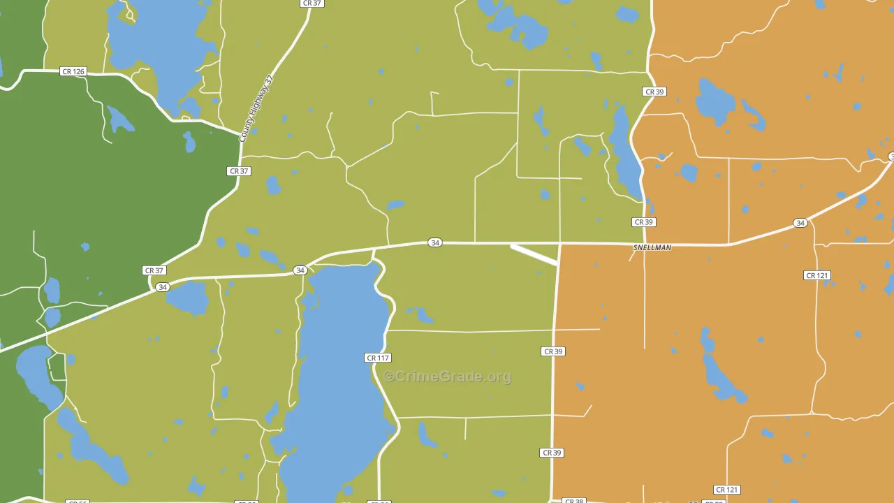 Snellman, MN Map of Theft Rates