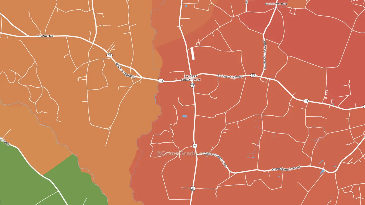 Sniders Crossroads, SC Map of Theft Rates