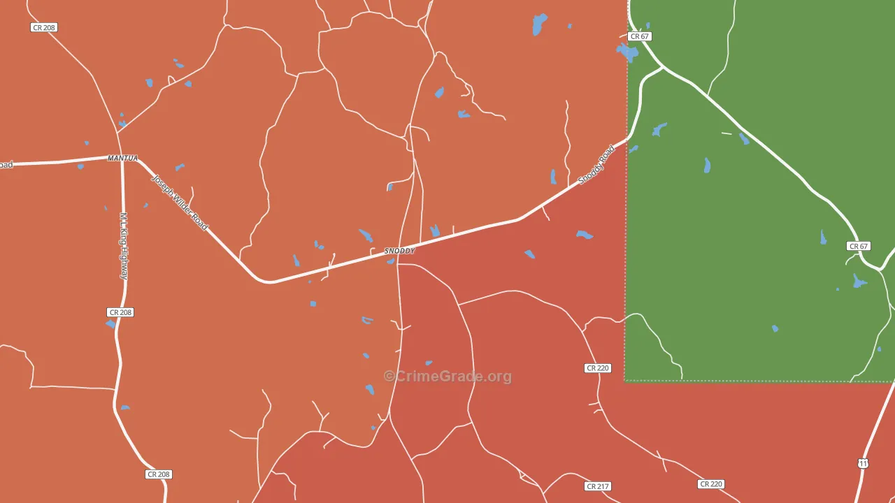 Snoddy, AL Map of Theft Rates